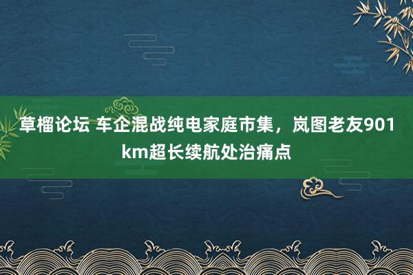 草榴论坛 车企混战纯电家庭市集，岚图老友901km超长续航处治痛点