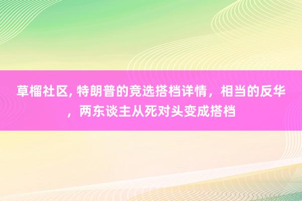 草榴社区, 特朗普的竞选搭档详情，相当的反华，两东谈主从死对头变成搭档