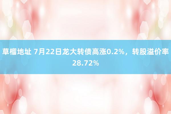 草榴地址 7月22日龙大转债高涨0.2%，转股溢价率28.72%