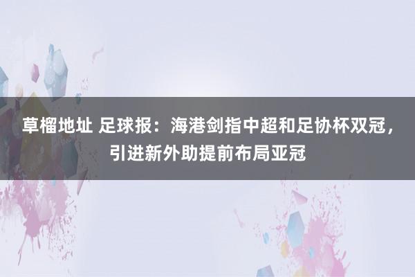 草榴地址 足球报：海港剑指中超和足协杯双冠，引进新外助提前布局亚冠