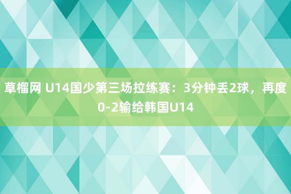 草榴网 U14国少第三场拉练赛：3分钟丢2球，再度0-2输给韩国U14