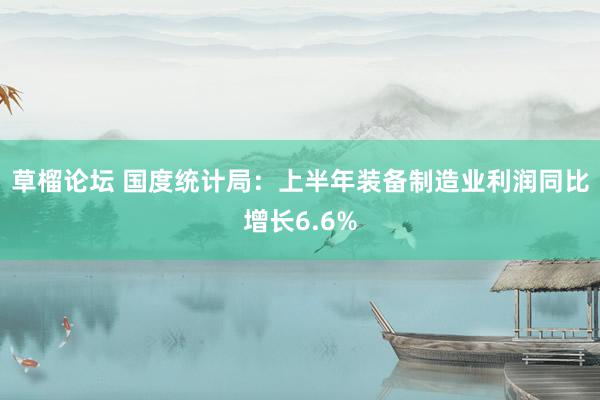 草榴论坛 国度统计局：上半年装备制造业利润同比增长6.6%