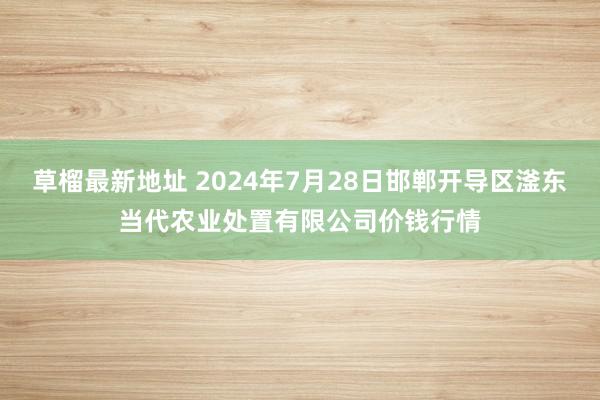 草榴最新地址 2024年7月28日邯郸开导区滏东当代农业处置有限公司价钱行情