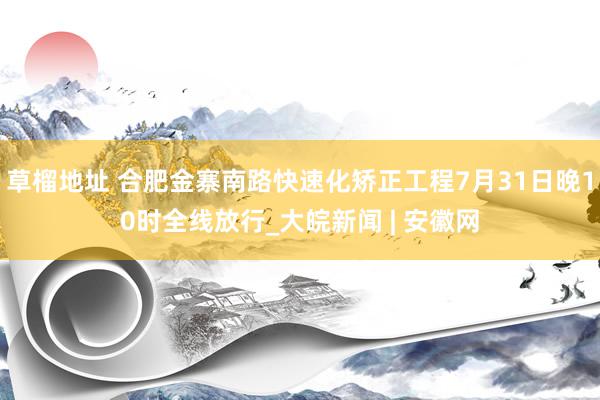 草榴地址 合肥金寨南路快速化矫正工程7月31日晚10时全线放行_大皖新闻 | 安徽网