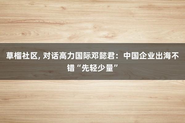 草榴社区, 对话高力国际邓懿君：中国企业出海不错“先轻少量”