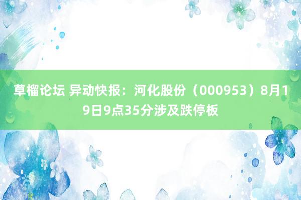 草榴论坛 异动快报：河化股份（000953）8月19日9点35分涉及跌停板