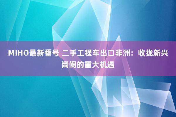 MIHO最新番号 二手工程车出口非洲：收拢新兴阛阓的重大机遇