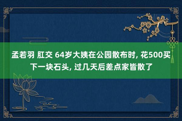 孟若羽 肛交 64岁大姨在公园散布时, 花500买下一块石头, 过几天后差点家皆散了