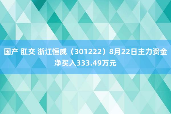 国产 肛交 浙江恒威（301222）8月22日主力资金净买入333.49万元